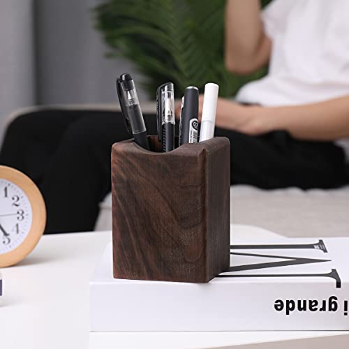 Toyvian Wooden Pen Box Multiple-Use Desk Organizer Eco Natural Wood Storage Box (Black Walnut) #TOP5