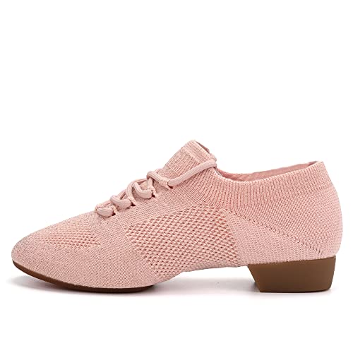 Ykxlm Women Standard Practice Social Dance Sneaker Beginner Dance Practice Shoes For Women Low Heel Ballroom,Pink,1" Heel,8 Us #TOP12
