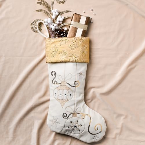 Valery Madelyn 21'' 2PCS Velvet White Gold Christmas Stockings Decorations by Valery Madelyn - Used condition - Image 4