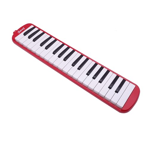 Image of Juarez 37 Key Melodica JMLD37RD Musical Instrument Soprano Air Piano Keyboard Pianica with Carrying Bag, 1 Soft Long Tube, 1 Mouthpiece, Wipe Cloth, Red