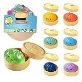 Green Holographic Apple Mystery Dumpling Squishy, Random 1 of 7 Colors, Colorful Cute Bao Bun Dumplings Squeeze Balls Stress Relief Sensory for Holiday & Birthday Gifts