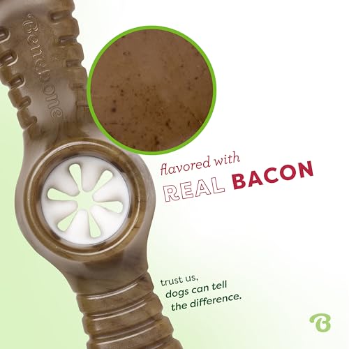 Image of Benebone Pawplexer Interactive Treat Dispensing Tough Dog Puzzle Chew Toy, Made in USA, Medium, Real Bacon Flavor