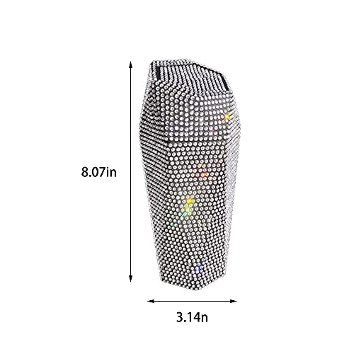 Image of Bling Rhinestone Garbage Can, Sparkly Car Trash Can with Lid, Leakproof Trash Bin, Mini Garbage Bin for Automotive, Home, Office, Kitchen, Bedroom (White)