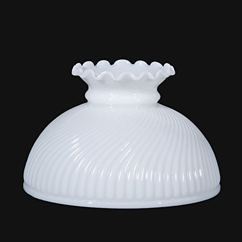 Image of B&P Lamp 10 inch Opal White Swirl Ribbed Student Lamp Shade with Crimped Top