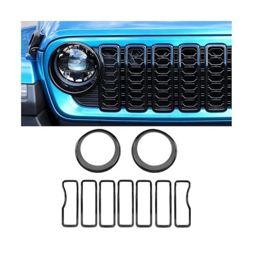 Image of MAXDOM Grill Inserts Headlight Covers Set Fits for (2024-2026) Wrangler JL and Gladiator JT partial models (Exclued Sport, Sport S and Mojave)