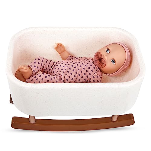 LullaBaby – 14-inch Realistic Baby Doll with Rocking Cradle Accessory – Fair Skin Tone & Gray Eyes – Pretend Play – Toys For Kids Ages 2 & Up – Baby Doll & Rocking Bassinet Set