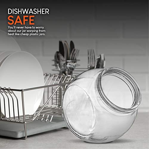 image for Stock Your Home 65oz Glass Cookie Jar (2 Pack) - Flat Bottom Glass Can