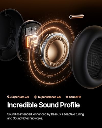 Image of Baseus Inspire XH1 Adaptive Active Noise Cancelling Headphones 45W USB C Charger, Dual Port PPS Fast Charging Block