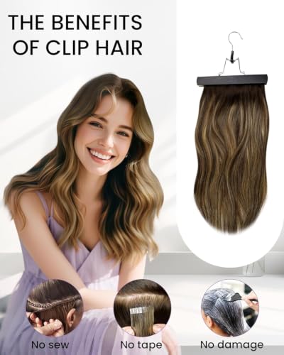 Image of LaaVoo Clip In Hair Extensions, Blonde Highlights, 14 Inch 5Pcs 80g | Clip In Hair Extensions Real Human Hair Form Highlighted Hair Effects, For Wedding, And Prom Occasions