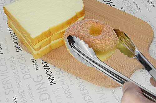 Hinmay 704529851654 Mini Stainless Steel Food Tongs With Silding Rings 7-Inch - Set Of 6 - Small Clam Shell Service Tongs For Serving Appetizers, Desserts, Salads, Barbecue And Cooking thumb #6