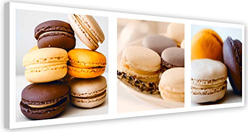 Feeby Impression sur Toile Macarons Dessert 70x25 cm 1 pièce Tableaux Tableau Mural Image Photo Décoration Murale Artistique Photographie Design Chambre Salon Cuisine Café orange