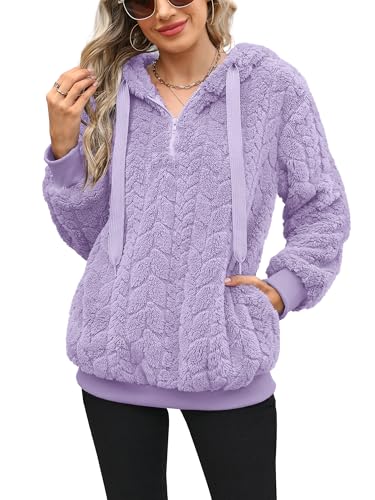 Yanekop Womens Fuzzy Fleece Pullover Oversized Sherpa Jacket Half Zip Pullover Sweaters Winter Faux Fur Jacket Coat
