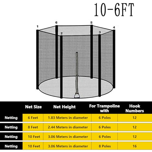 Filet de trampoline extérieur résistant pour modèles 6 8 10 jambes - 6