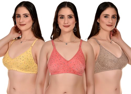 Image of Full Coverage Non Padded Non Wired Daily Use Regular Bra for Women and Girls Multicolor Size 28-40