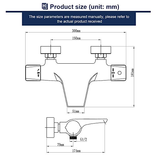 HOMELODY Thermostatic Shower Mixer Tap 38℃ Wall Mounted Matte Black Shower Tap for Bathroom Made of Brass Stainless