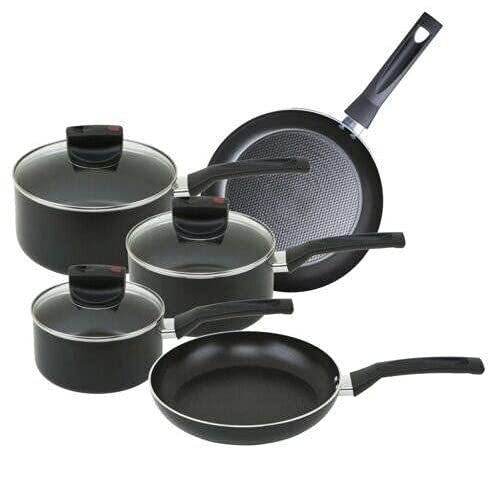 Prestige Safecook 5 Piece Pan Set With Steam Release, 14Cm / 16Cm / 18Cm Saucepan And 20Cm / 24Cm Fry Pans