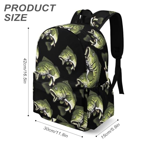 Bass Fish Travel Hiking Laptop Backpack for Men Women Camping Gym Backpacks Casual Bag3