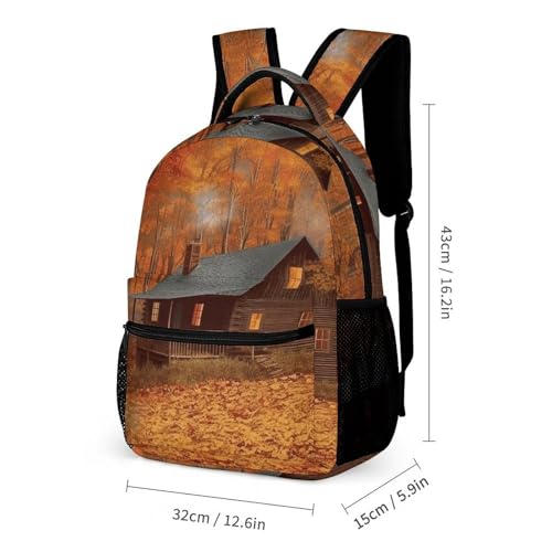 Autumn Woods Cabin Backpack for Men Women, Durable Small Backpack Casual Lightweight Daypack for Travel Bag2