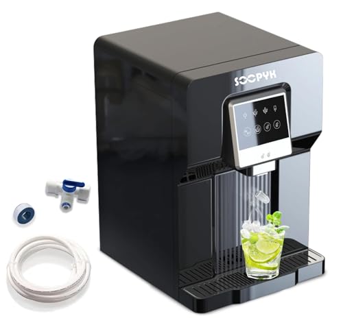 SOOPYK Countertop Bottleless Water Cooler Dispenser and Ice Maker with Water Line 17 lbs Daily Capacity Black(NO HOT Water/NO Filters)