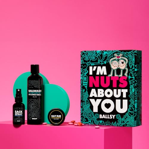 Ballsy Nuts About You Sack Pack, Men's Fresh Kit, Gift for Valentine's Day, Includes Ballwash, Sack Spray and NutRub, Sun & Surf