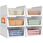 Lifewit Stackable Closet Organizers and Storage Basket for Clothes, Plastic Sweater Storage Bins for Wardrobe, Multifunctional Pants Organizer for RV, Pantry, Bathroom, Kitchen, Dorm, 24L, 6 Pack