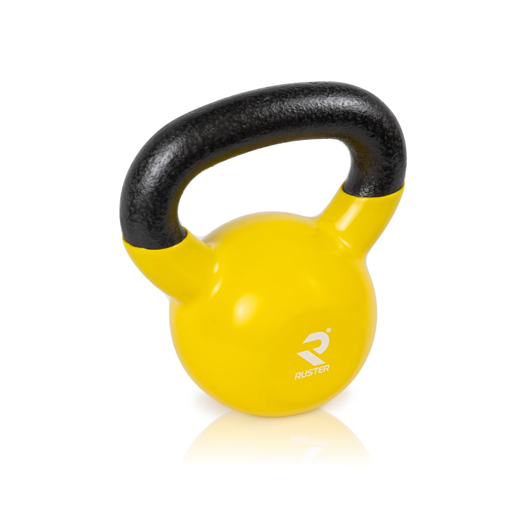 RUSTER Kettlebell Studio. Pesa Rusa recubierta de Vinilo, Mango Ergonómico, Base Estable, Entrenamiento Funcional, Fitness en Casa. Disponible de 4 a 32kg