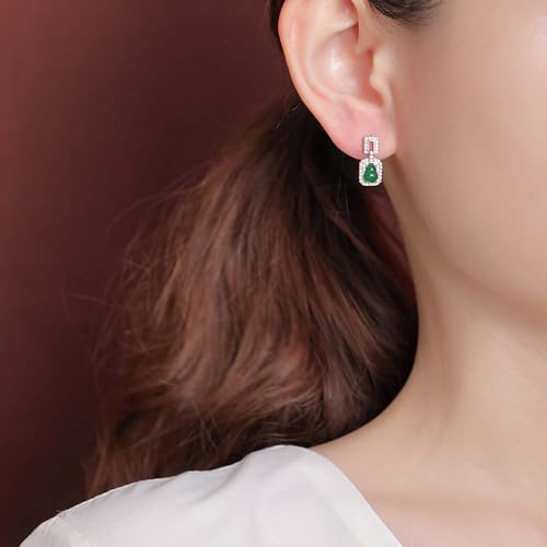 Boucles d'oreilles jade vert et argent 925 fait main chic - 2