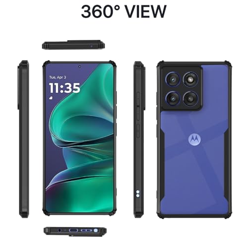 Image of Pikkme Back Cover for Moto Edge 60 Stylus 5G | Ultra Hyrbid | Full Camera Protection | Raised Edge | Crystal Clear Transparent Bumper Case (Black)