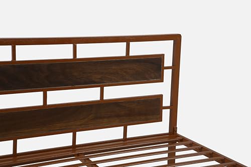 Image of Zeek Metal Queen Size Bed Without Storage | Wrought Iron Double Bed with Headboard & Footboard | Sturdy Powder Coated Platform Bed Queen Size Cot for BedroomLivingRoom Brown (75x60)