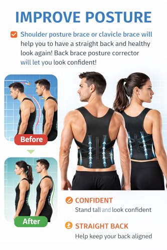Image of ANTIL'S Posture Corrector Back Support Belt for Men & Women | Adjustable Back Straightener for Spine Alignment | Shoulder & Clavicle Support Brace | Universal Size Metallic Posture Corrector Belt