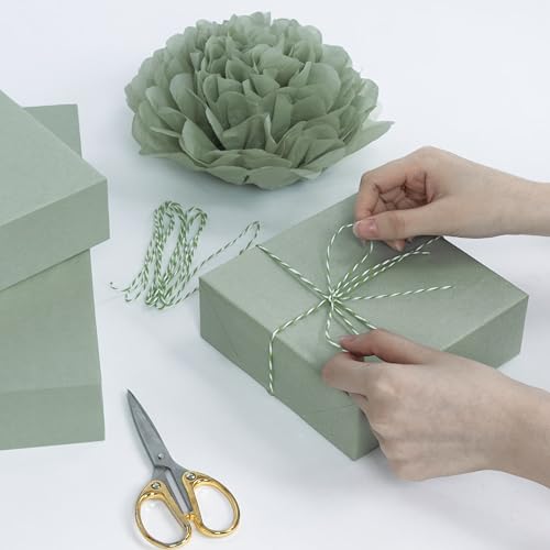 Larcenciel Seidenpapier Salbei Grüne, 60 Blatt Matte Seidenpapier Verpackungsmaterial für Geschenktüte Füllmaterial, Geschenkpapier für Geburtstage, Hochzeit, Babyparty, Jubiläen, Basteln, 50x35 CM