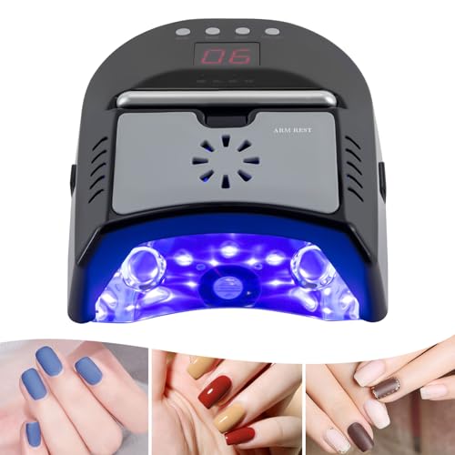 Professional-UV-Led-Nail-Lamp-Cordless-72W-UV-Lights-for-Gel-Nails-with-Fan-Rechargeable-Nail-Dryer-3-Timer-Setting-Smart-Sensor-Nail-Dryer-Curing-Lamp-for-Salon-Home-Nail-Art-Black