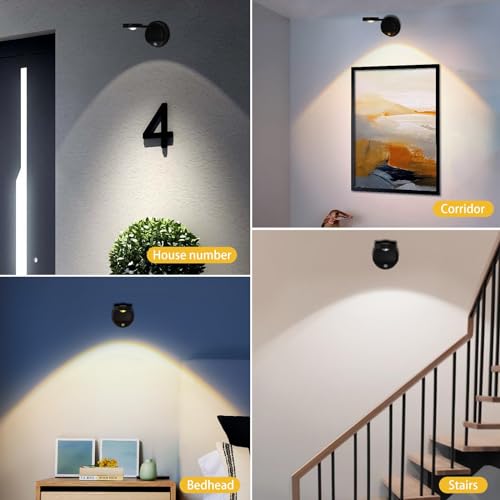 XmnSoly Luzes de imagem para parede com sensor de movimento luzes de parede LED recarregáveis, rotaç