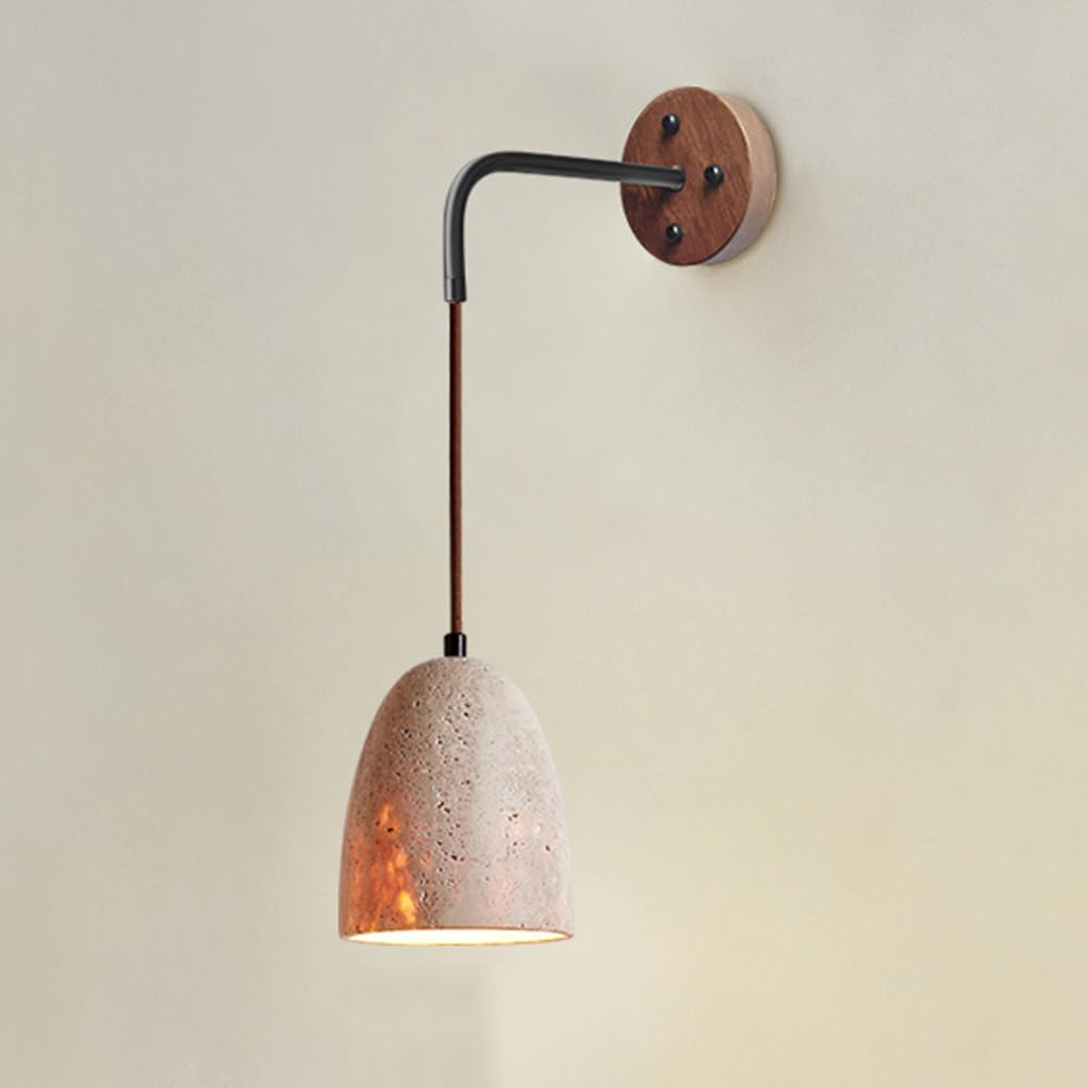 ITOSUI Mid-Century Wood Wall Sconce - Vintage Marble Natural Mount Light, Dimmable Linear Strip Lamp for Home(E Style)