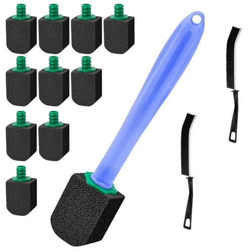 10 Pcs Piedra Pomez para Limpieza, Pómez para WC, Escobillas de Baño, Limpiadores de Inodoros para Limpiador WC Cocina y Baño, con 1 Mango y 2 Cepillos para Juntas