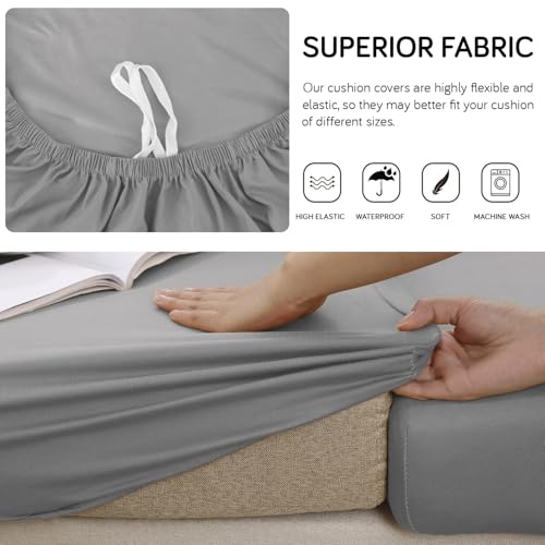 Image of HOKIPO 100% Waterproof Stretchable Elastic Seat Cushion Cover, 3 Seater, Light Grey (AR-5354-LGRY)