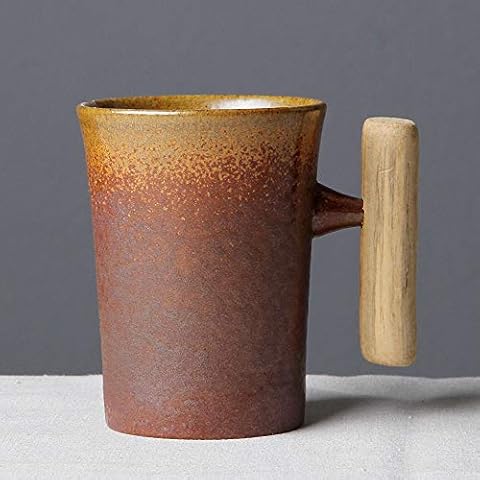 THUMBGEEK Taza de café de cerámica con mango de madera japonesa vintage Cover