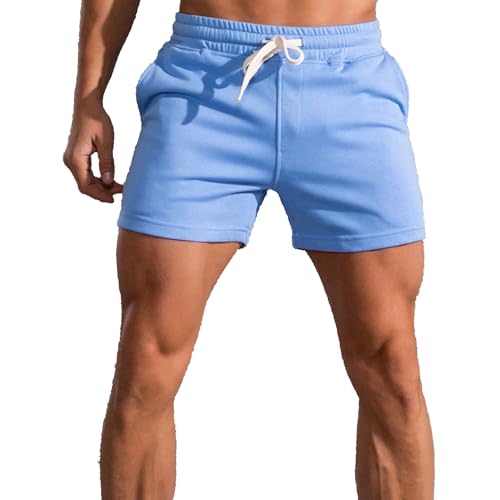 Image of Men 5.5 /7 Inch Cotton Sweat Shorts Men Cotton Workout Short with Pockets