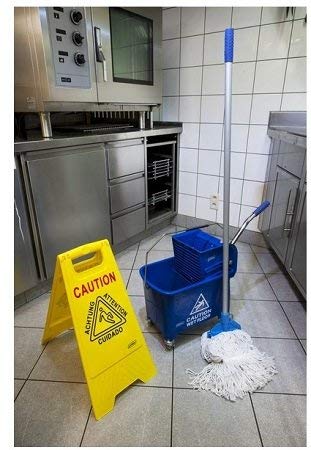 Clim Profesional Cubo de fregado Profesional Mini de 20 litros con 4 Ruedas y Prensa para escurrir. Tamaño pequeño Especial para sitios reducidos. Color Azul con Pictograma.