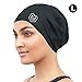 SOUL CAP - Large Swimming Cap for Long Hair - Designed for Long Hair, Dreadlocks, Weaves, Hair Extensions, Braids, Curls & Afros - Women & Men - Silicone (Black, XL)