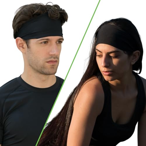 Pacote com 2, faixa de cabeça masculina – faixa de transpiração masculina e esportiva, absorção de u