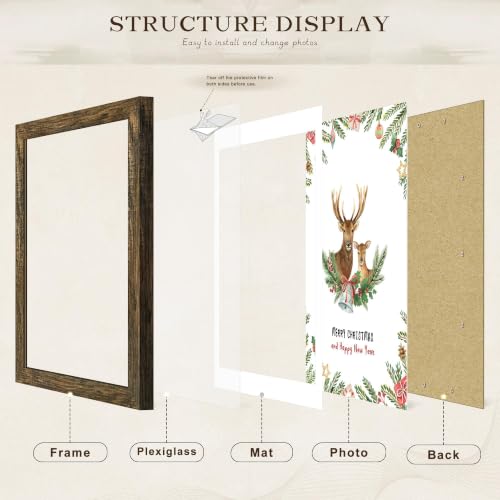 Image of Picrit 22x28 Rustic Brown Poster Frame, Picture Frame for Wall, 3 Pack