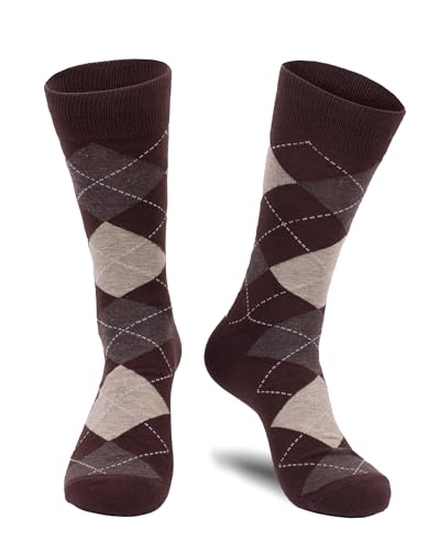 Premium Argyle Dress Socks for Men, Classic and Fun Cotton Socks, 3 Pair Set with Gift Box4