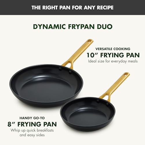 GreenPan Nonstick Reserve Pro 10” & 12” Frying Pan Set, NSF Certified Ceramic, Hard Anodized PFAS-Free Skillets, Stainless Steel Handles, Oven & Dishwasher Safe, Black