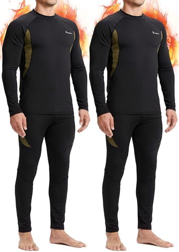 romision Mens Thermal Underwear Set Skiing Winter Base Layer Heated Long Johns Top and Bottom Set with Fleece Lined