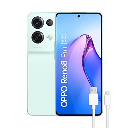 OPPO Reno8 Pro 5G - ロック解除済み携帯電話、8GB+256GB、50+8+2+32MP カメラ、Android スマートフォン、4500mAh バッテリー、80W 高速充電、デュアル SIM - グリーン