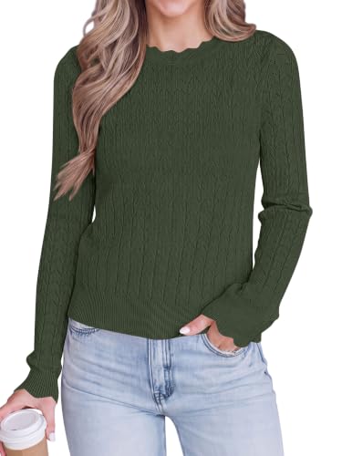 KIRUNDO Crochet Sweaters for Women Scalloped Cropped Sweater - image 1