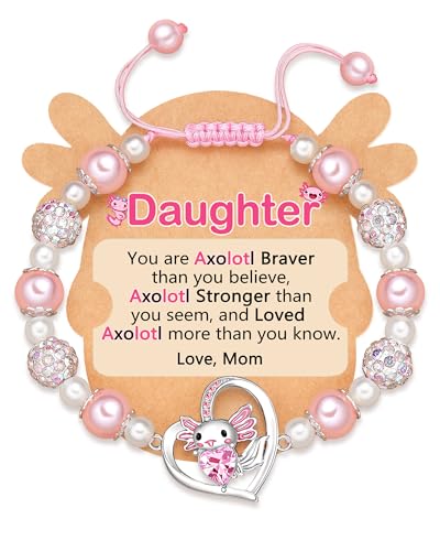 Daughter Gifts from Mom, Axolotl Bracelet for Girls Birthday Christmas Valentines Back to School Gifts