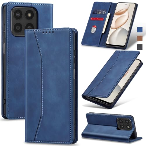 Image of Jasonyu Case for Honor 400 Smart, PU Leather Wallet Case [Shockproof] [Magnetic] [Card Holder] [Stand Function] Flip Case (Blue)