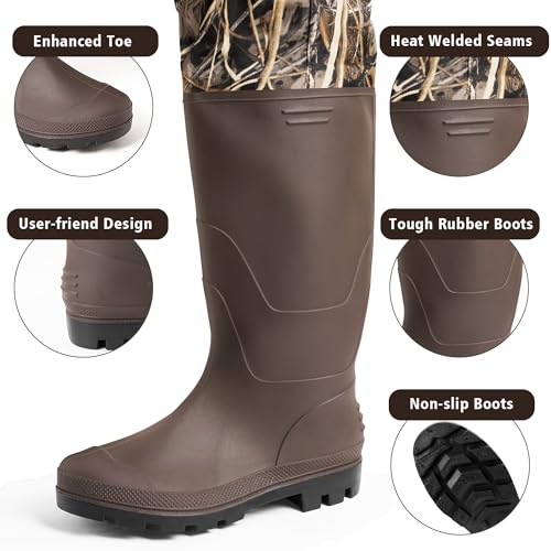 Image of Trudave Chest Waders for Men with Boots, 2-Ply Nylon /PVC Waterproof Fishing & Hunting Waders for Men and Women